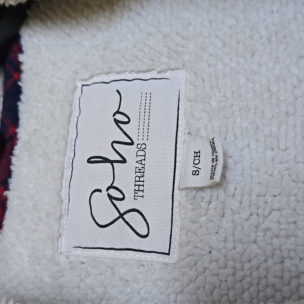 Soho Threads Plaid Button Down Shirt/Jacket with Hood - Picture 5 of 7